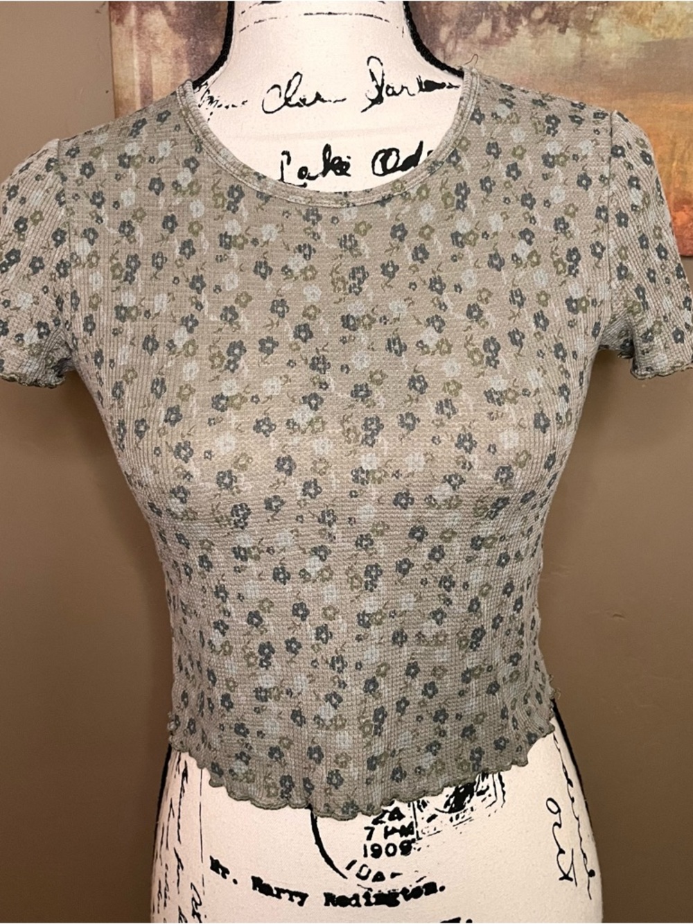 Floral Waffle Knit Short Sleeve Top